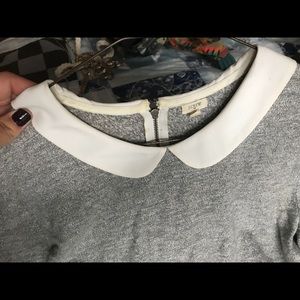 Grey Blouse with Peter Pan collar detail - J.Crew